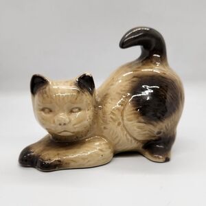 Ceramic Cat Figurine - Tan and Black